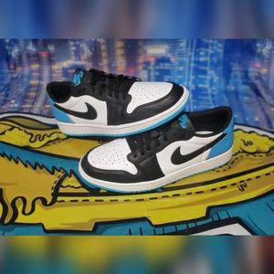 Jordan 1  Black and Powder Blue 11.5wm 10m (UNC heel)